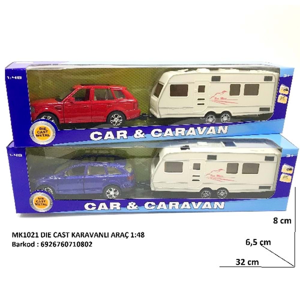 MK1021 DIE CAST METAL ÇEKBIRAK KARAVANLI ARAÇ 1:48