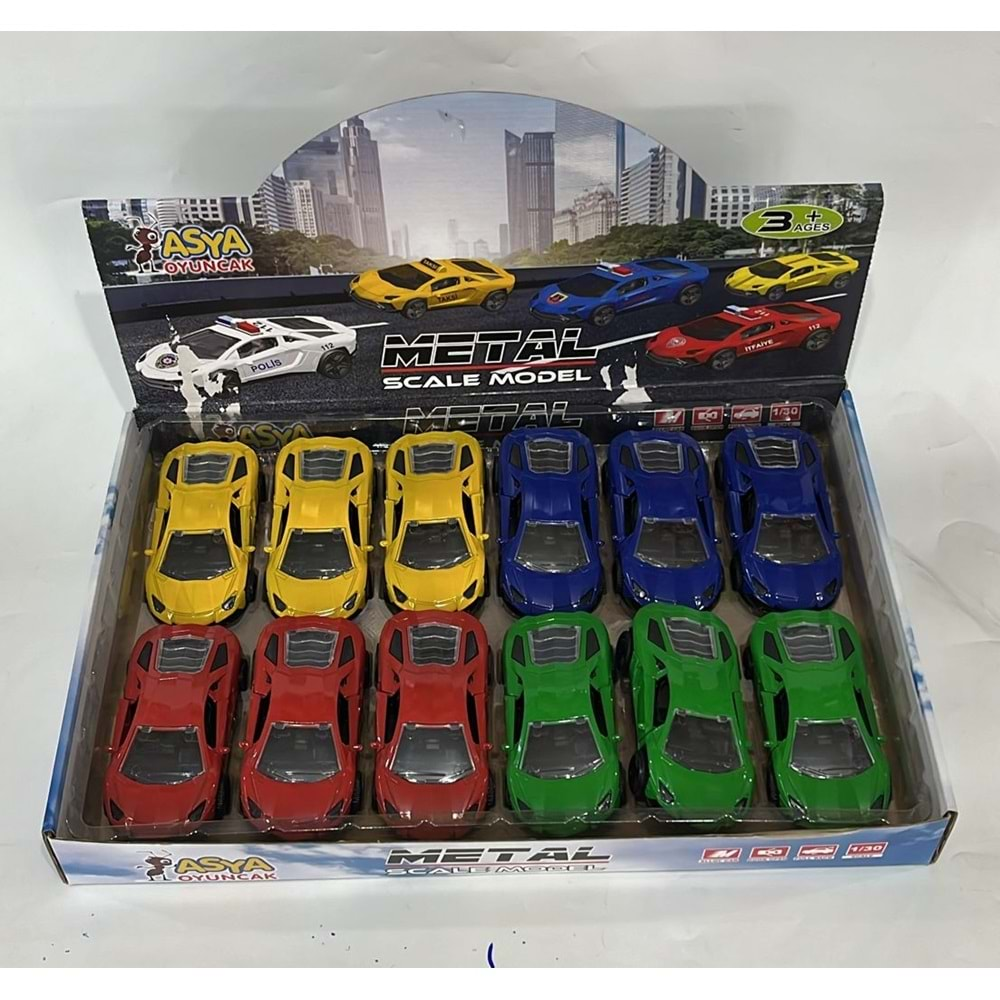 ILK005 METAL ÇEK BIRAK SPOR ARABA LAMBORGHİNİ 12 Lİ (120)