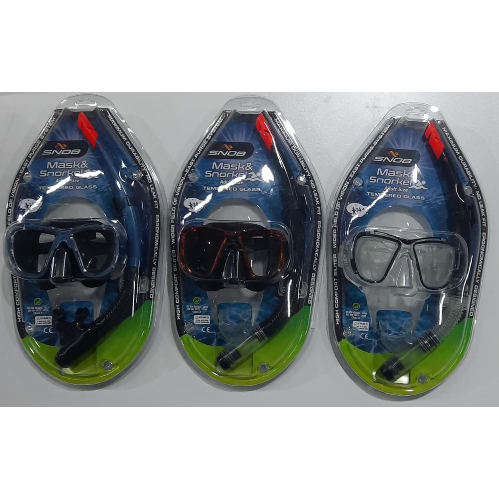 M307+SN02 SNOB TEMP. YETİŞKİN MASKE&ŞNORKEL SET 12 Lİ