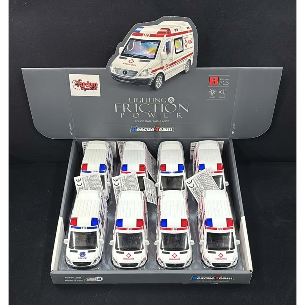 7737 SÜRTMELİ SESLİ IŞIKLI AMBULANS POLİS 8 Lİ (48)