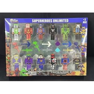 1972 MİNECRAFT 12 Lİ SÜPER KAHRAMAN FİGÜR KUTUDA (48)