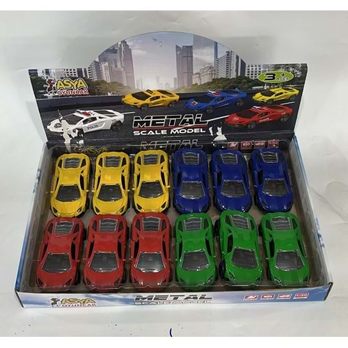 ILK005 METAL ÇEK BIRAK SPOR ARABA LAMBORGHİNİ 12 Lİ (120)