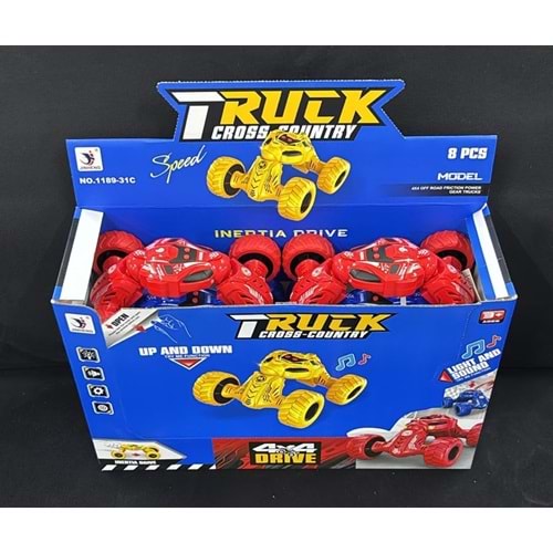 1189-31C TRUCK SÜRTMELİ SESLİ IŞIKLI YAYLI ARABA 8 Lİ (64)