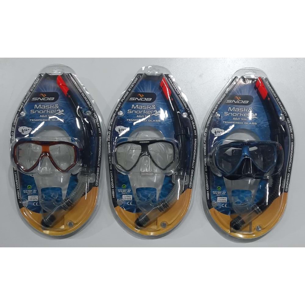 M306+SN02 SNOB TEMP. YETİŞKİN MASKE&ŞNORKEL SET 12 Lİ